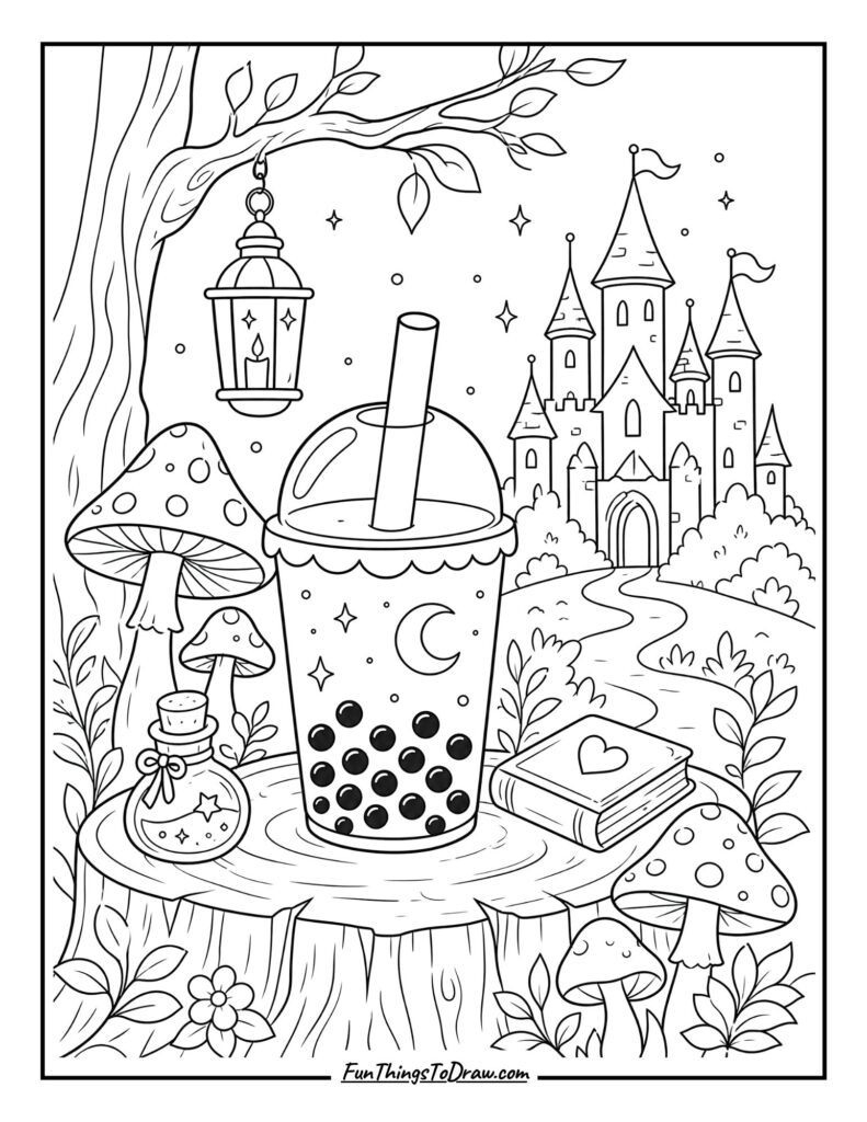 Boba Tea Fairytale coloring page