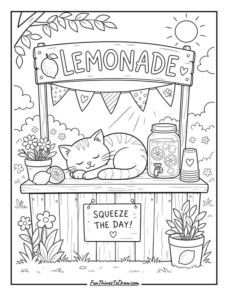 Lemonade Stand with a Cat