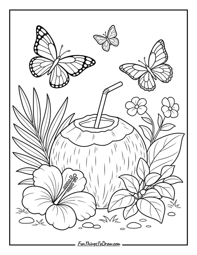 Coconut with Butterflies
