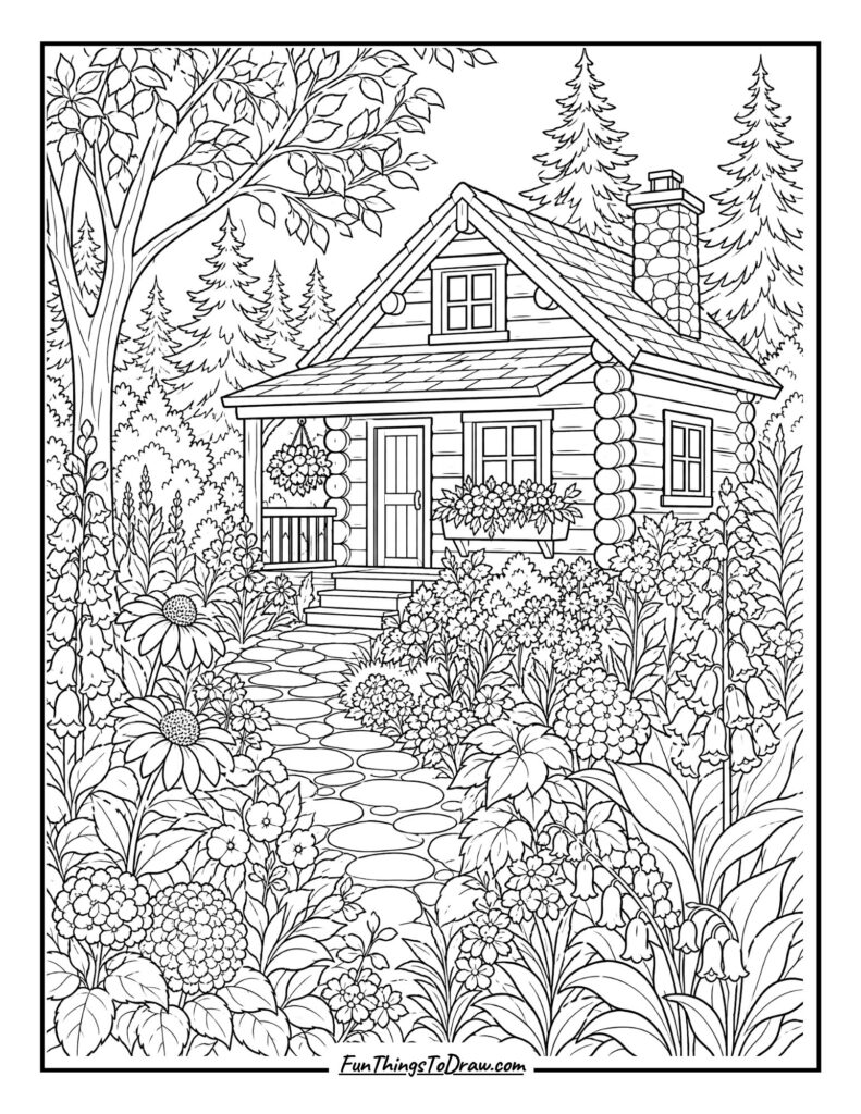 Gardener's Delight Cabin coloring page