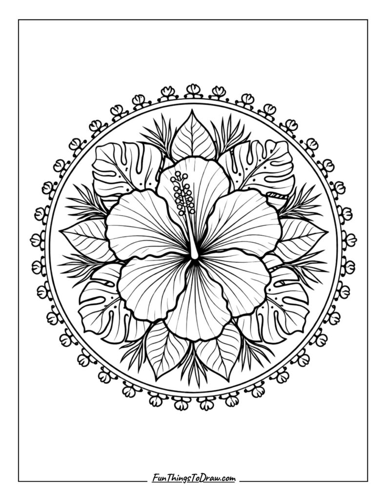Tropical hibiscus mandala