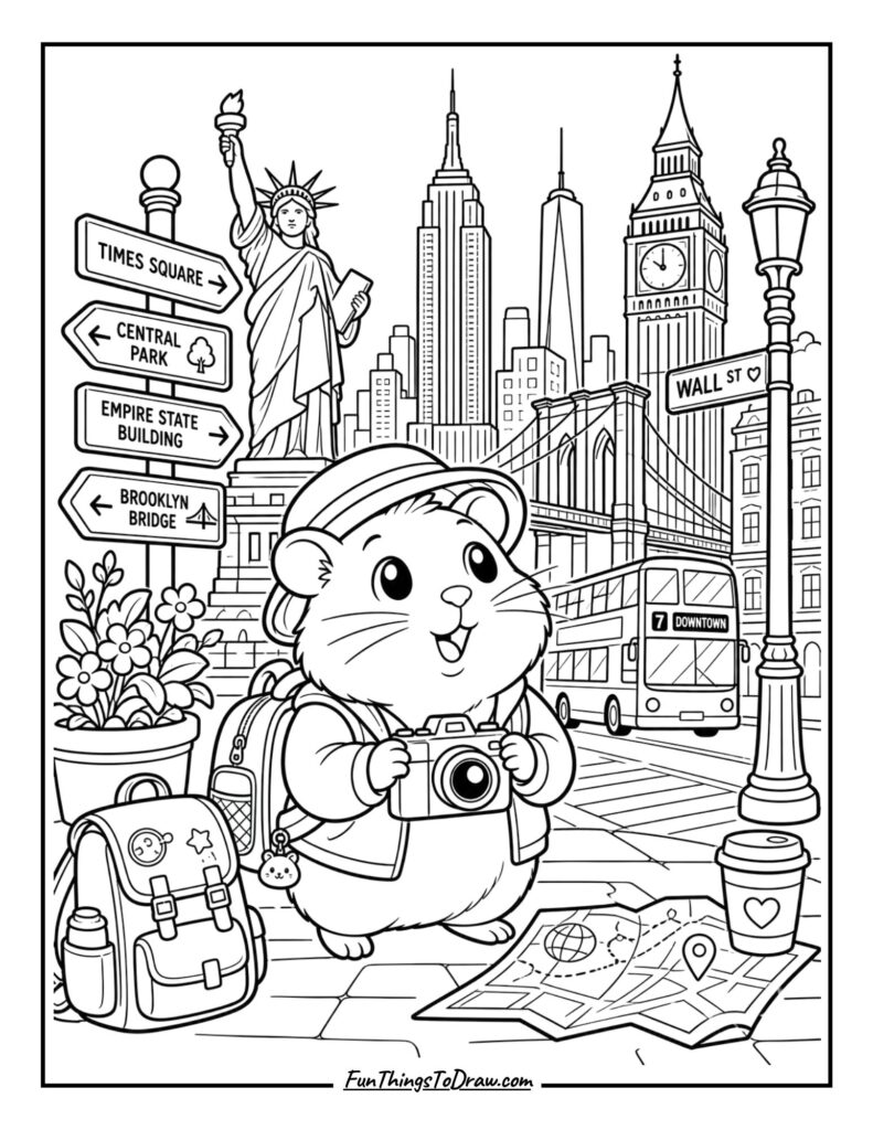 Hamster Tourist Exploring a City