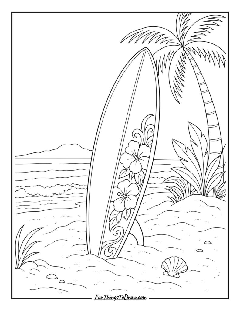Surfboard on the Sand