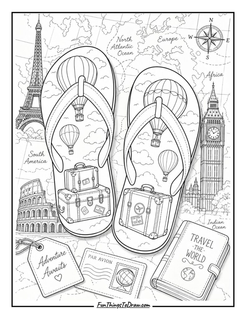 Vintage Travel Flip-Flops