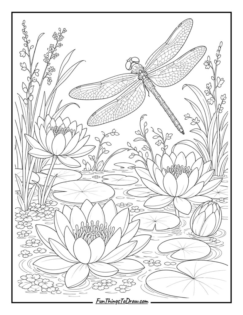 Dragonfly & Water Lilies