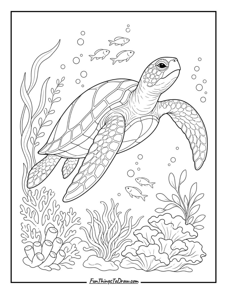 Underwater Turtle coloring page
