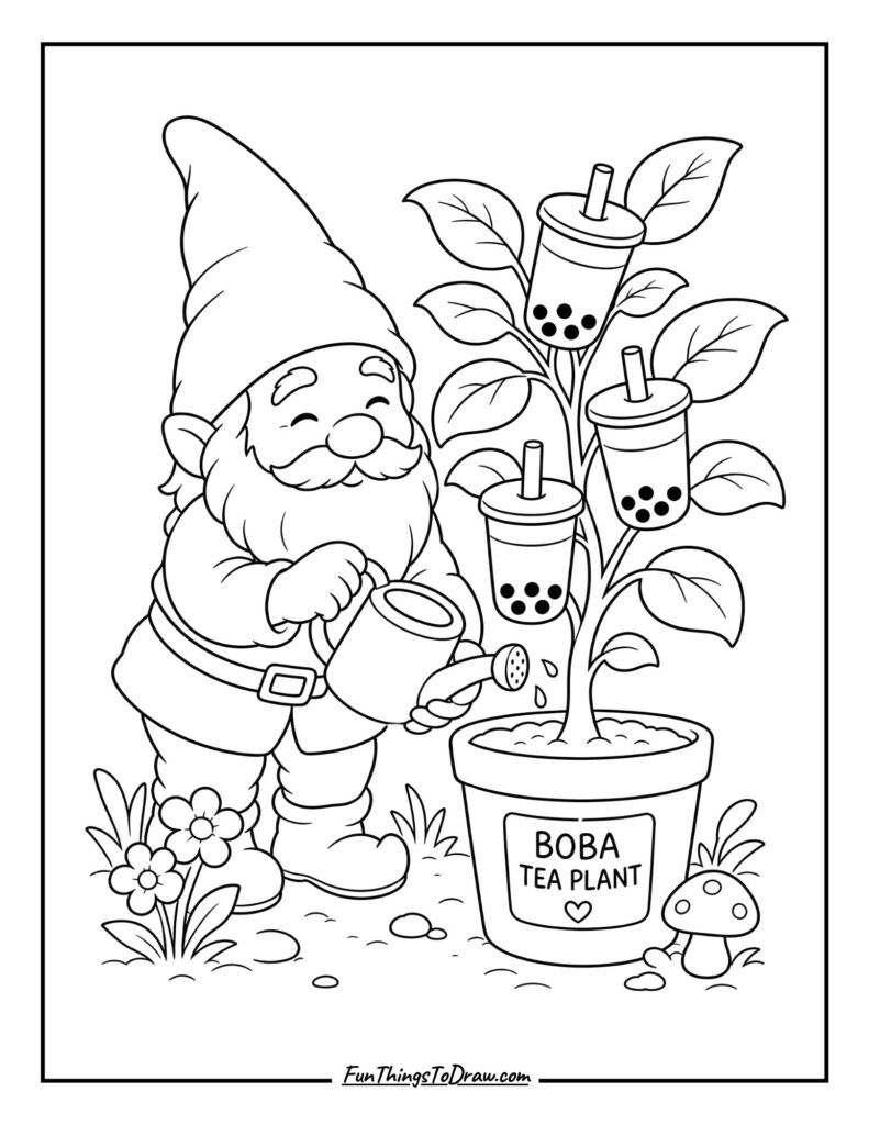 Boba Tea Garden Gnome