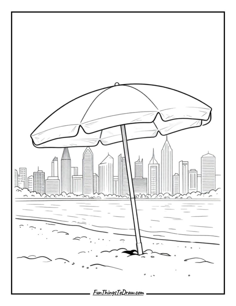 City Skyline Umbrella coloring page