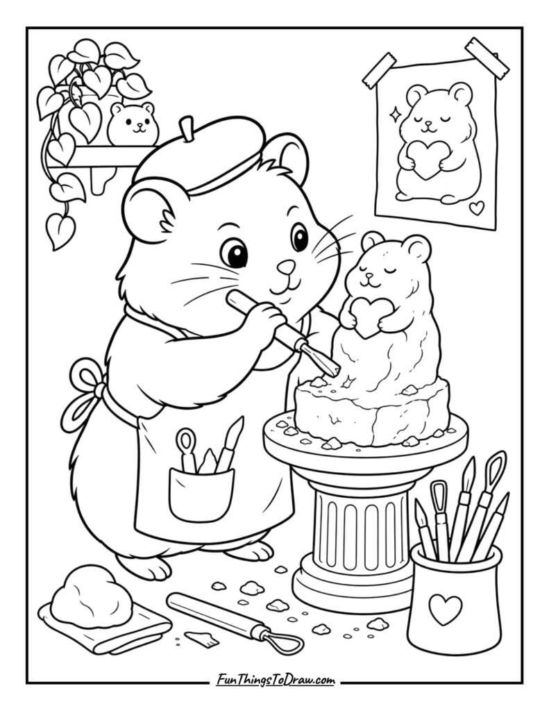 Hamster Sculptor Creating Art