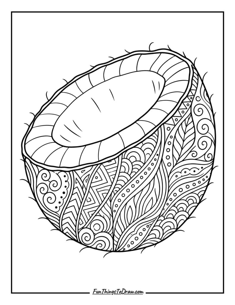 Zentangle Coconut coloring page