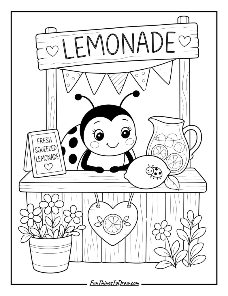 A Lady Bug on Lemonade Stand
