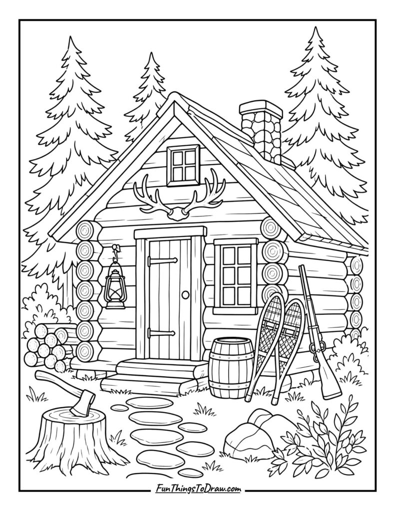 Trapper's Cabin coloring page