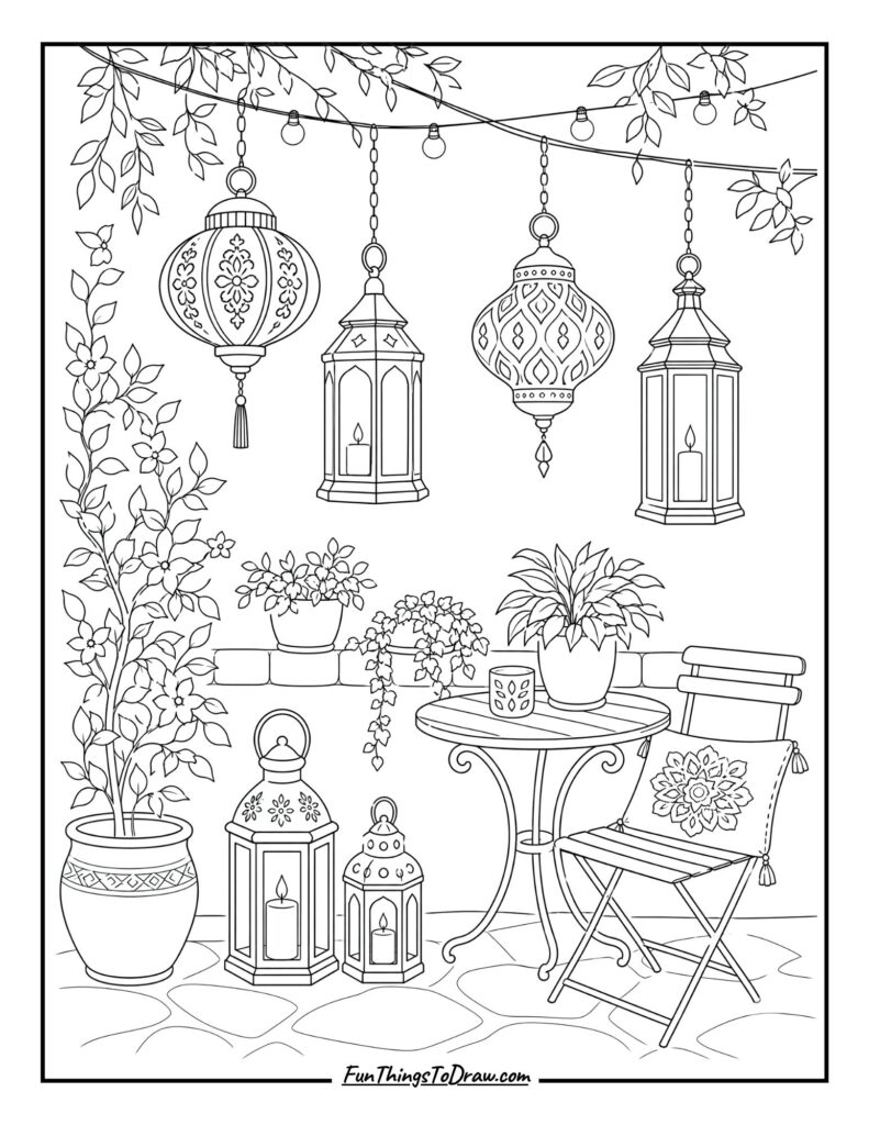Patio Lanterns coloring page