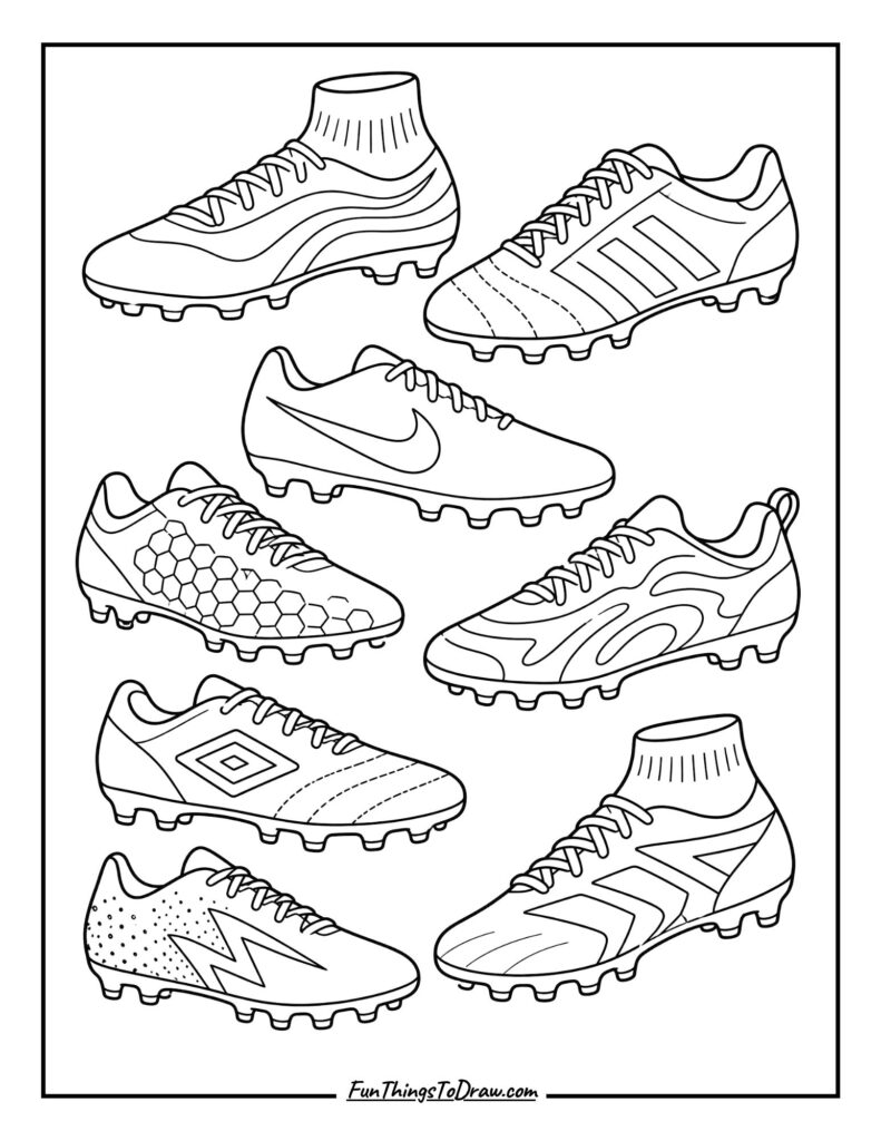Soccer Cleats Collection coloring page