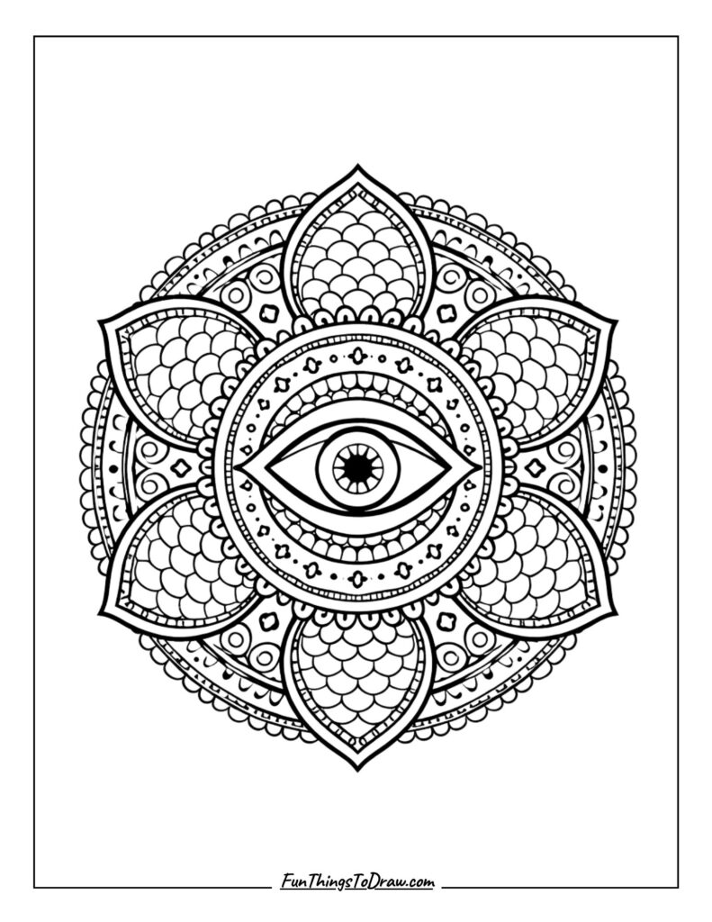 Symmetrical hamsa eye mandala