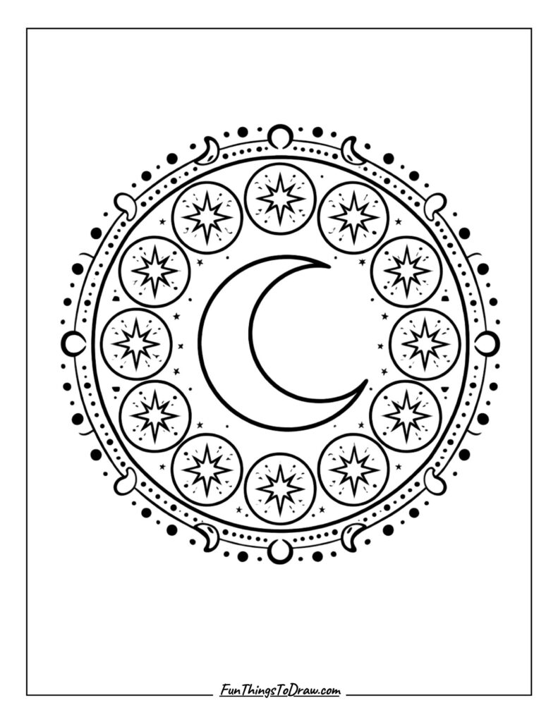 Celestial crescent moon mandala