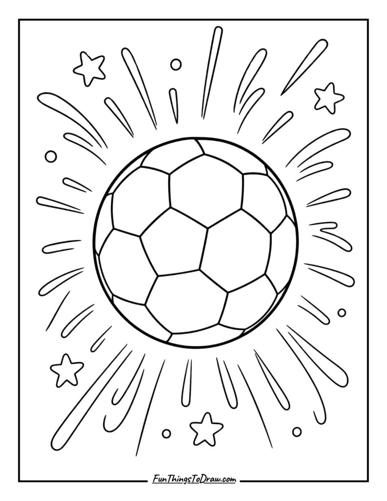 Soccer Ball Bursting with Energy coloring page