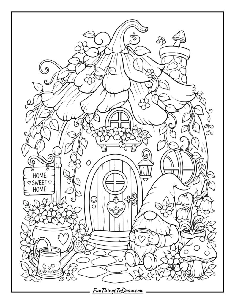 Gnome Home with Flower Roof