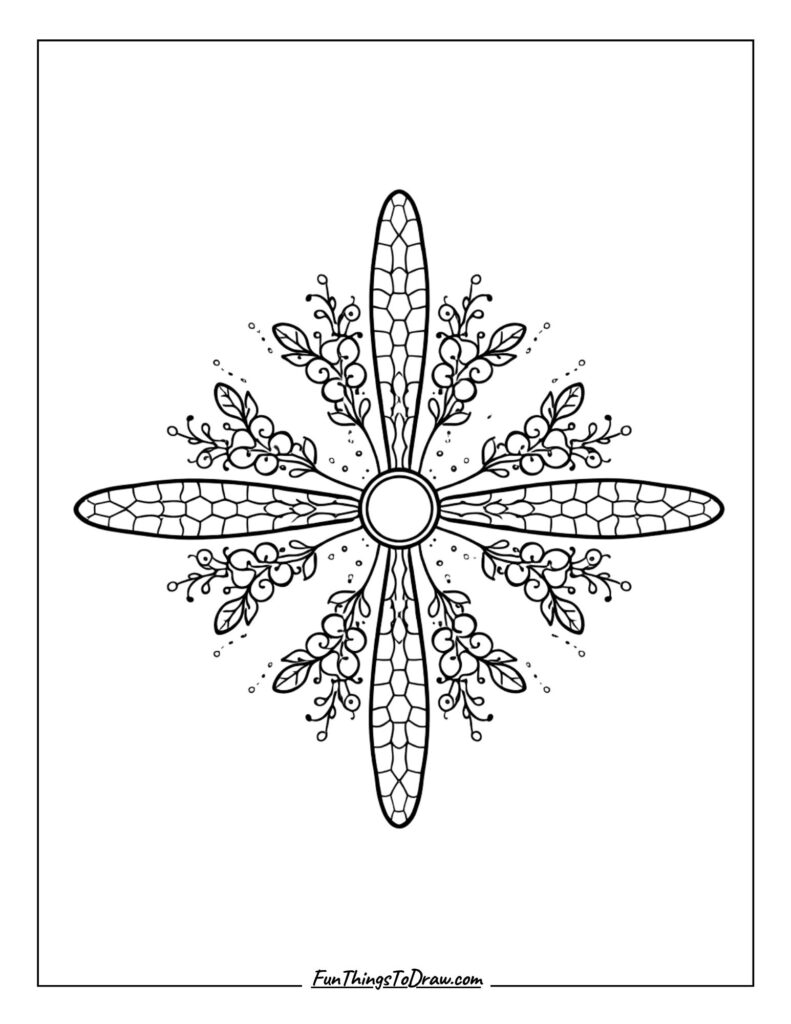 Dragonfly mandala coloring page for adults