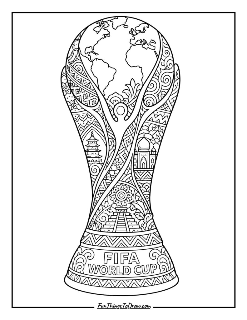 Soccer World Cup Trophy Coloring Page