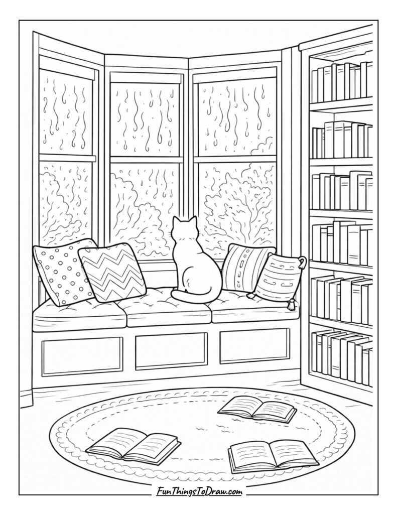 Cat Watching the Rain