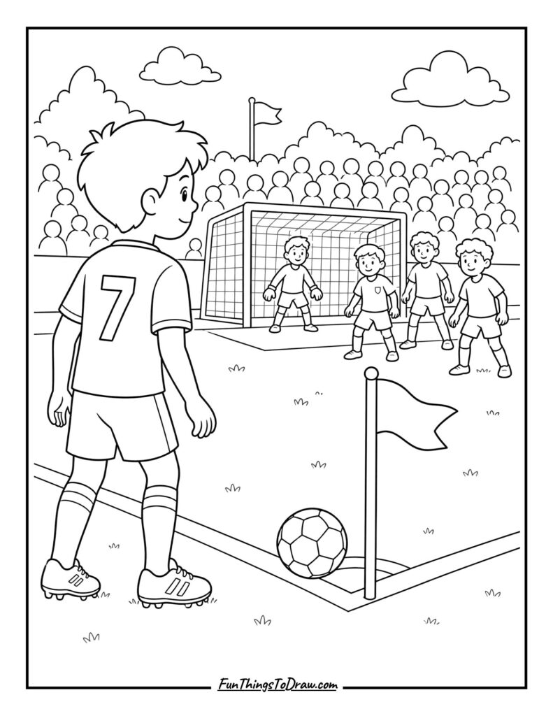 Corner Kick Action coloring page