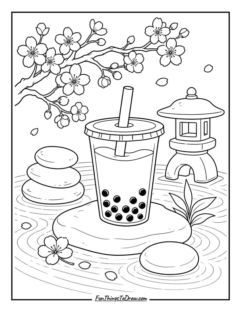 Zen Boba Garden coloring page