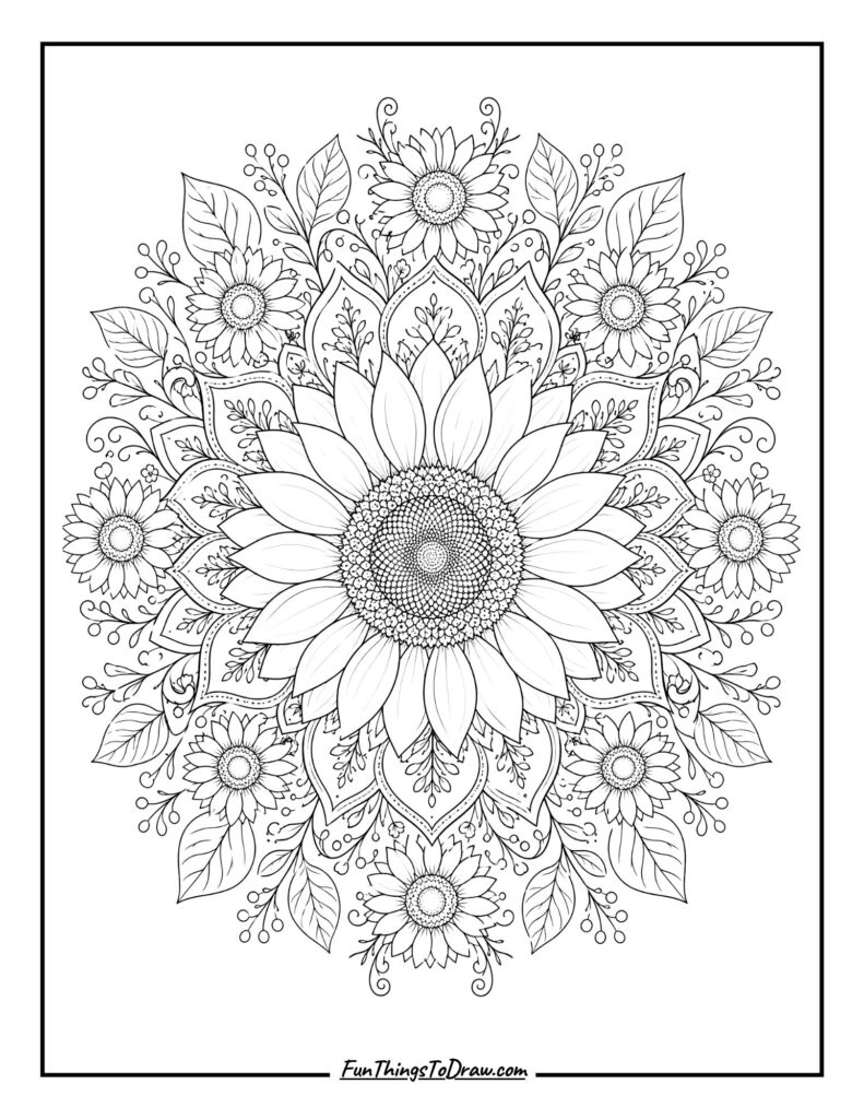 Mandala with Sunflower Center