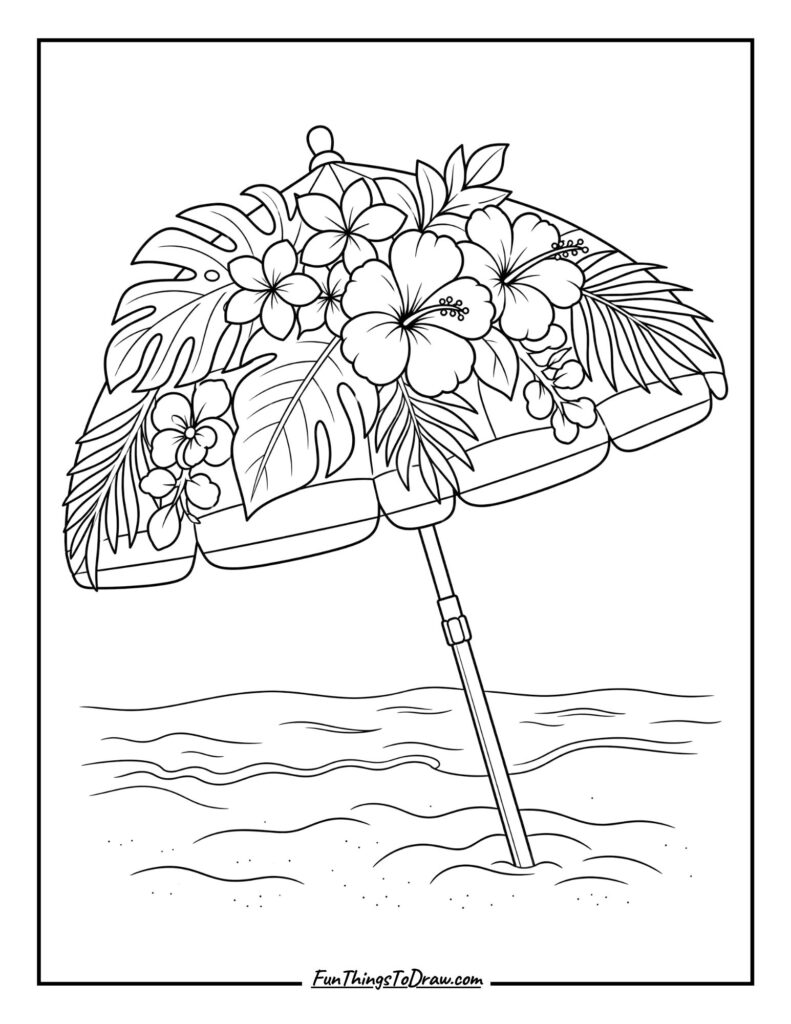 Floral Paradise Umbrella coloring page