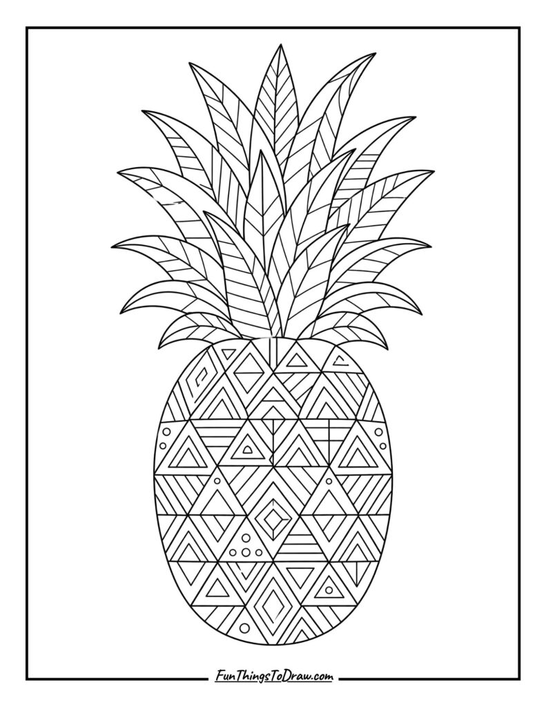 Geometric Pineapple coloring page