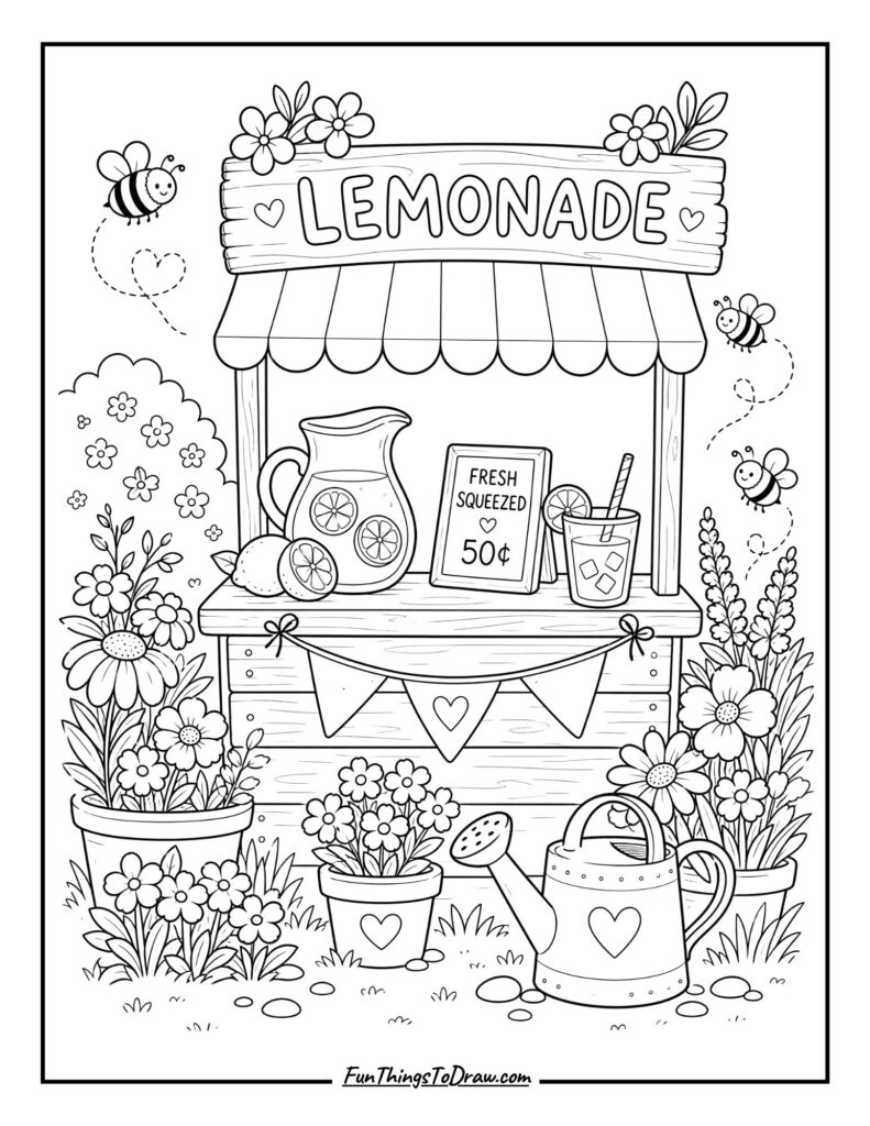 Lemonade Stand in the Garden coloring page