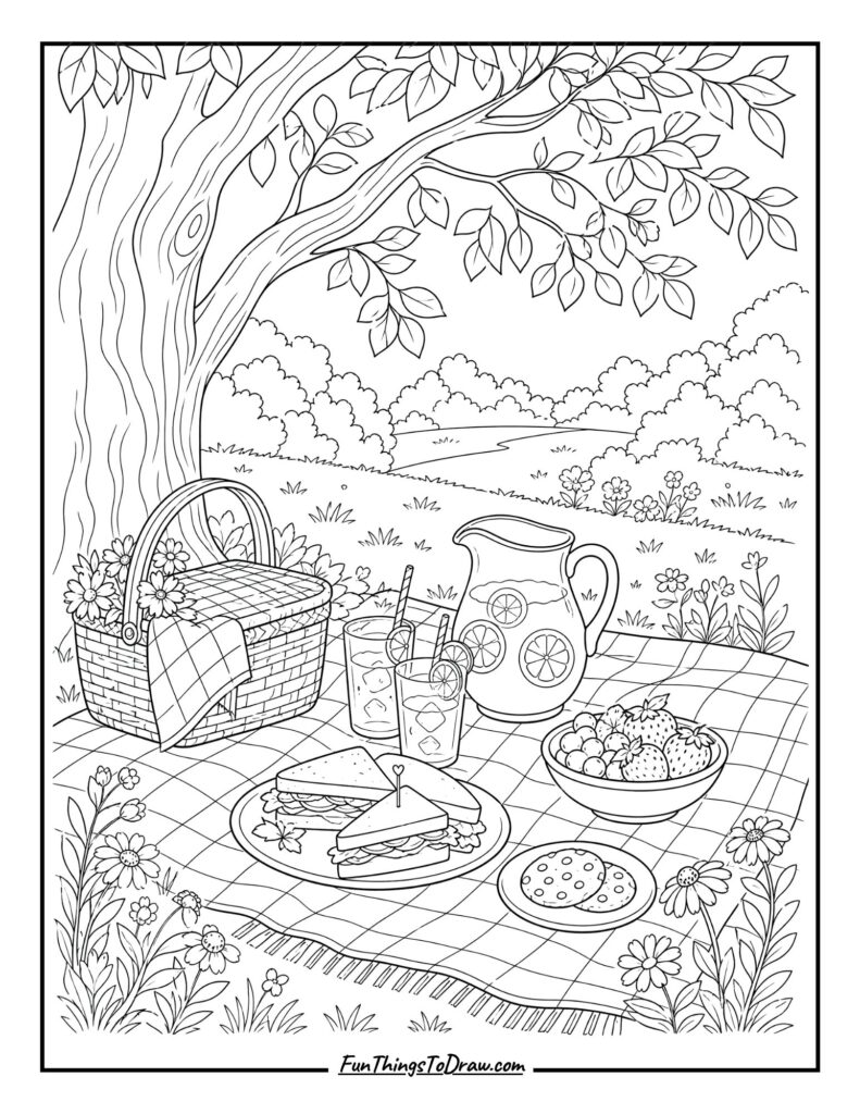 Picnic in the Park coloring page