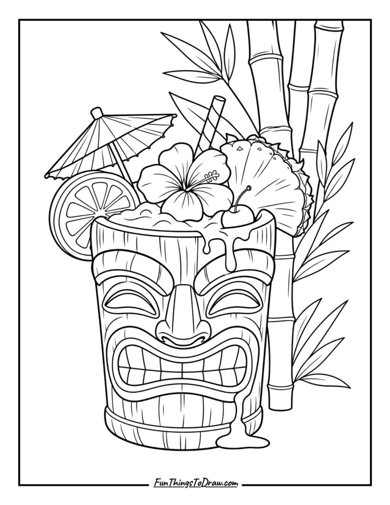Tropical Tiki Temptation coloring page