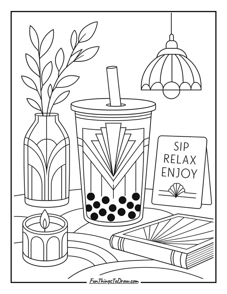 Art Deco Boba coloring page