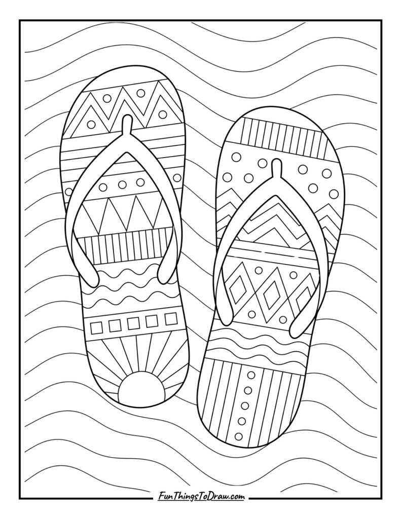 Geometric Patterns Flip-Flops coloring page