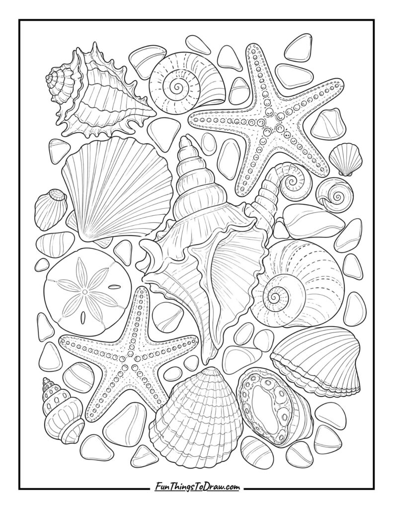 Seashell Collection coloring sheet
