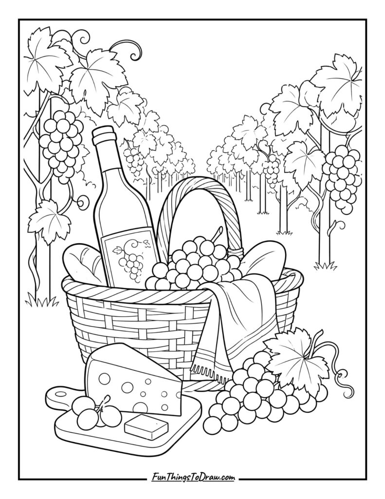 Vineyard Romance coloring page