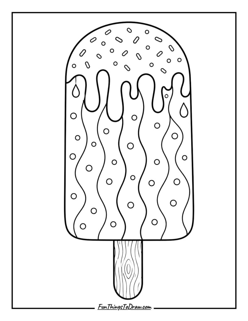 Melting Drips Popsicle coloring page