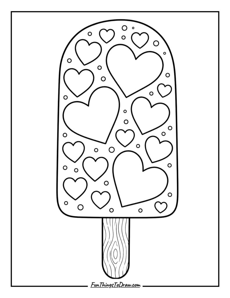 Heart Popsicle coloring page
