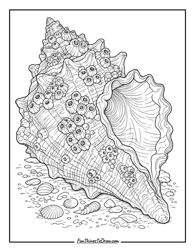 Barnacle-Covered Seashell coloring page