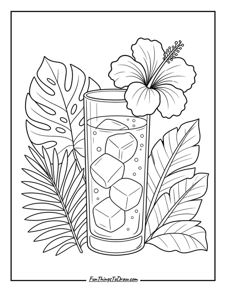 Hibiscus Haven Highball coloring page