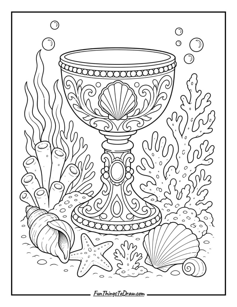 Underwater Discovery Chalice Trophy Coloring Page