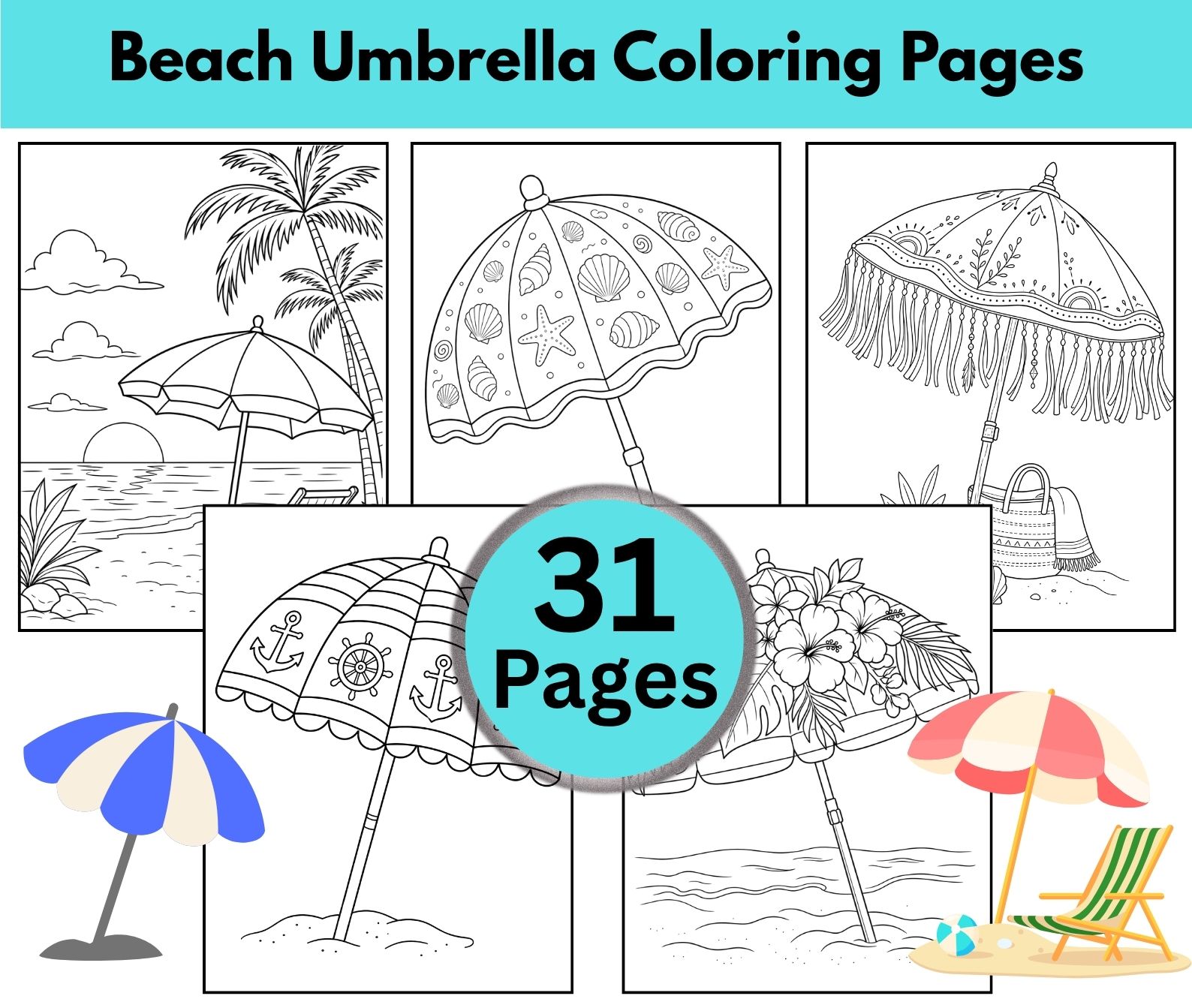 Beach Coloring Pages for Adults