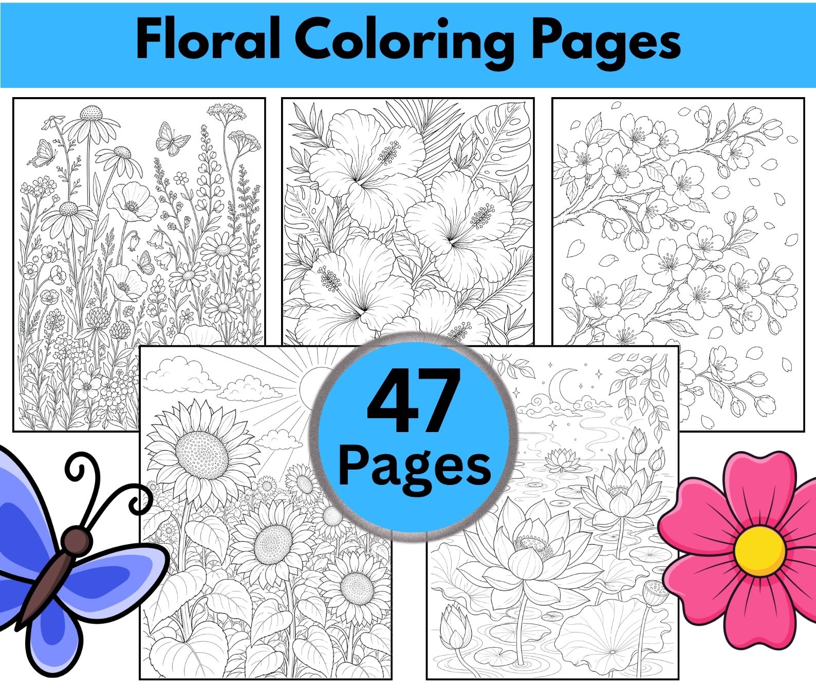 Floral Coloring Pages for Adults