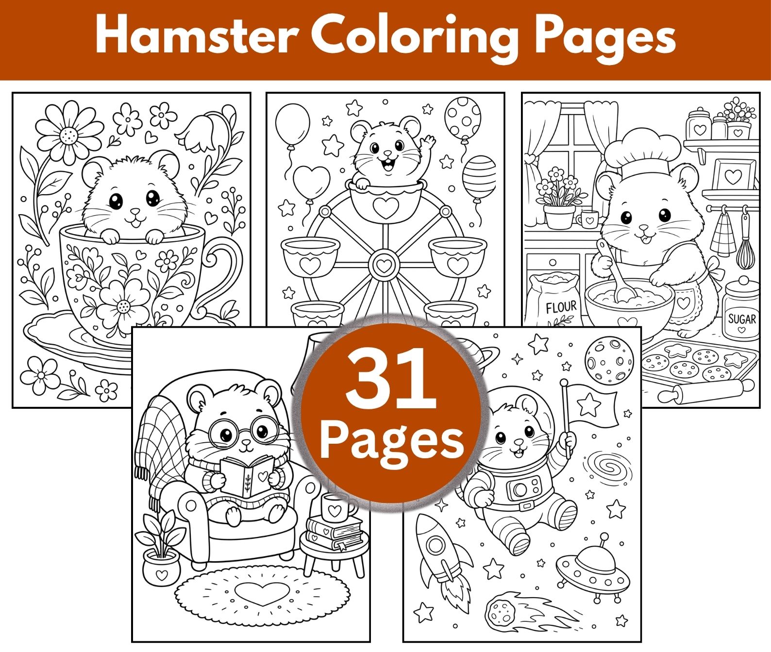 Hamster Coloring Pages for Adults