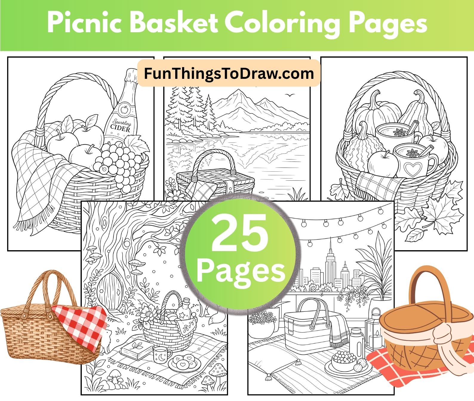 Picnic Basket Coloring Pages for Adults