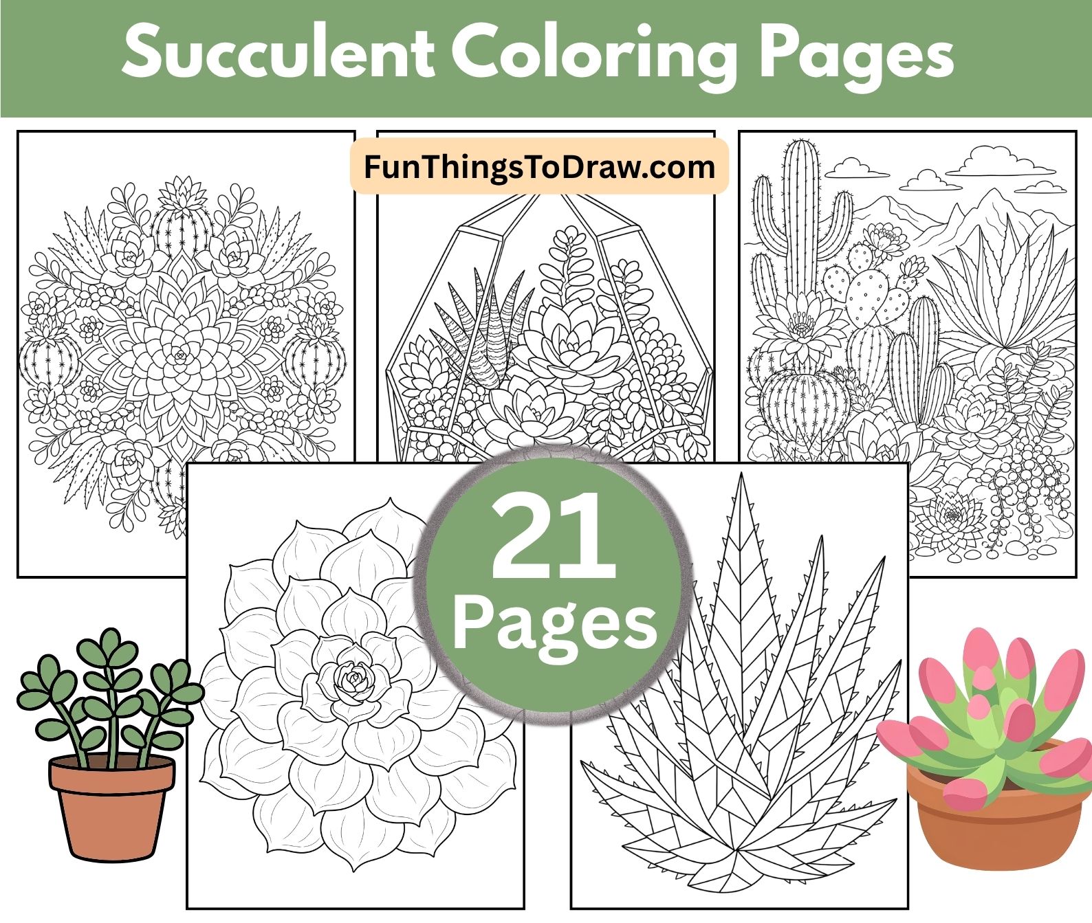 Succulent Coloring Pages for Adults