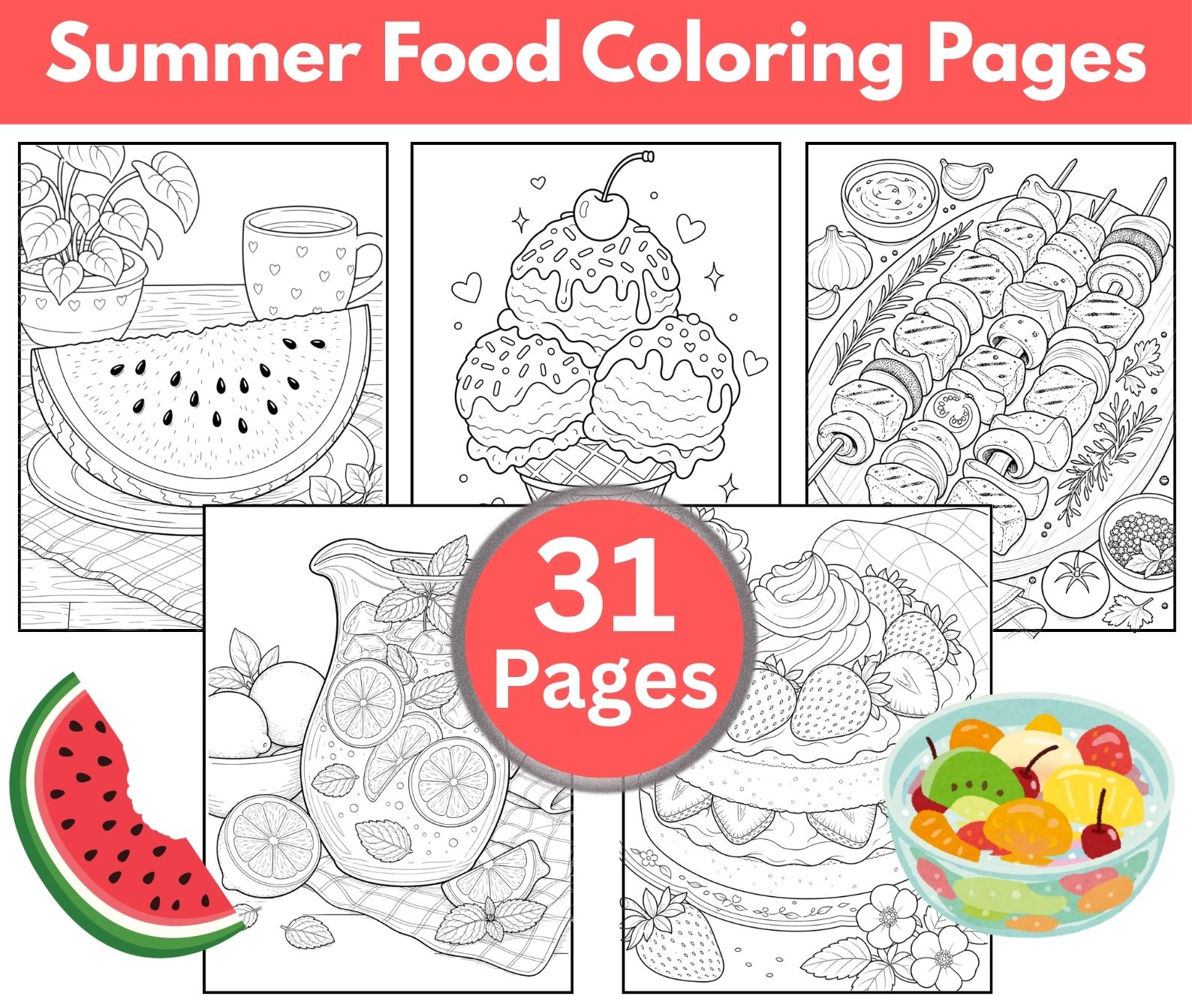 Summer Food Coloring Pages