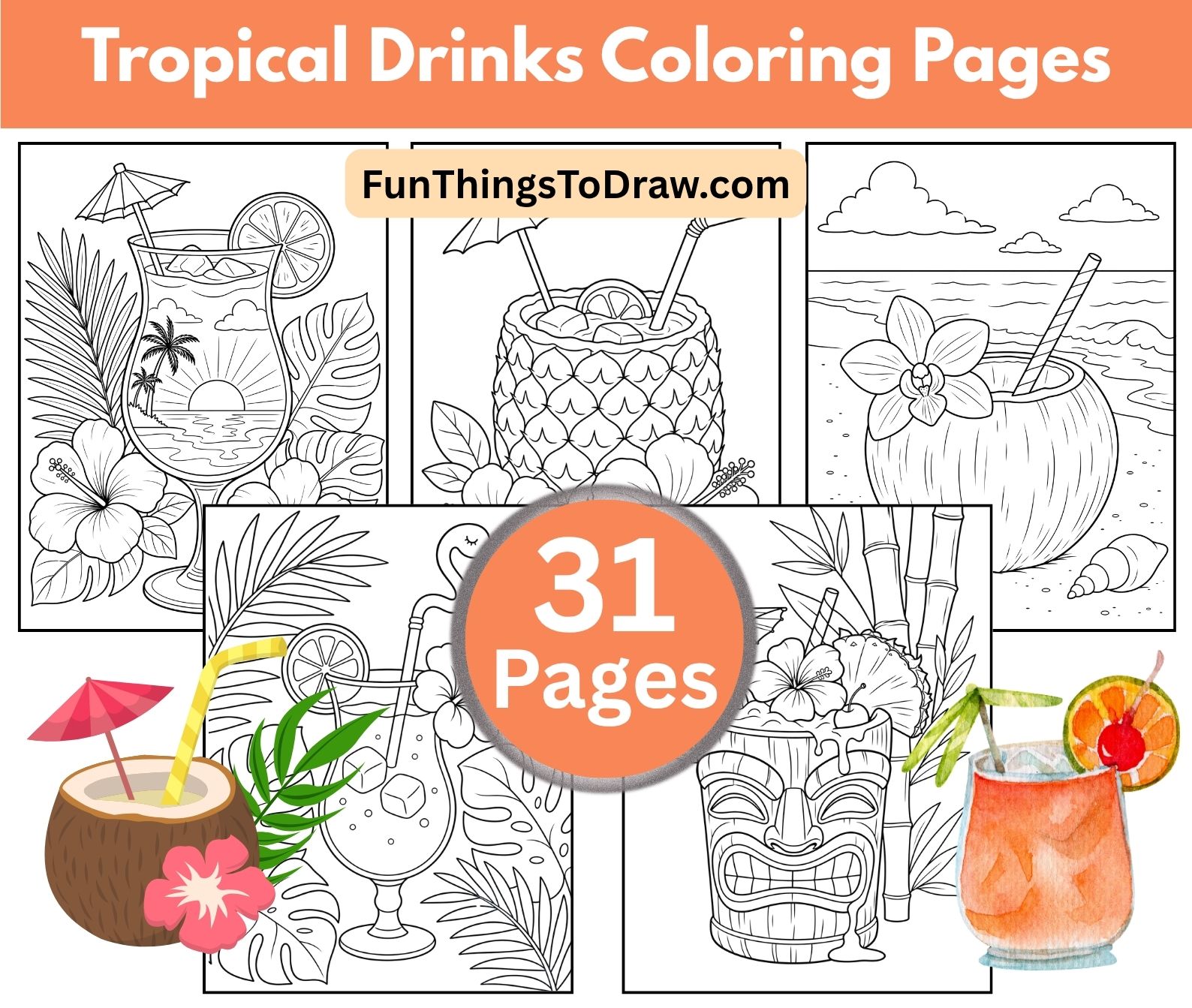 Tropical Drinks Coloring Pages