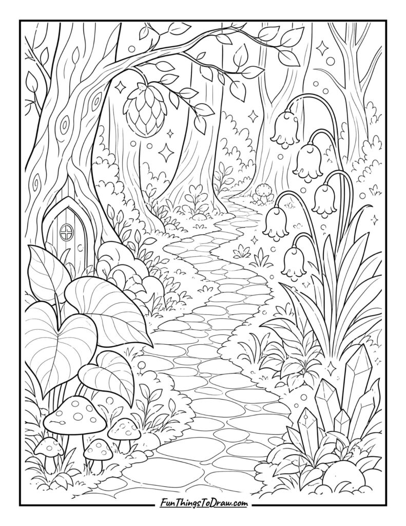 Forest Coloring Page for Relaxation